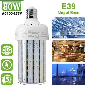 DLC 80W LED Corn Light Bulbs 12000LM Warehouse Workshop High Bay Light 5000K E39 - Picture 1 of 10