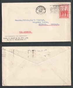 Australia 1940 Melbourne Victoria Eslogan Cubierta a Inglaterra. Fuerzas Imperiales 2d - Imagen 1 de 3