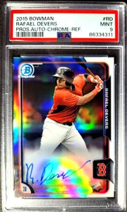 Bowman Prospect Rafael Devers/499 2015 refractor cromado automático autógrafo RC PSA 9 - Imagen 1 de 4