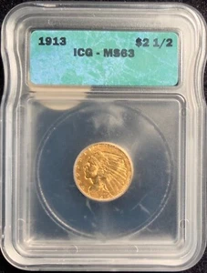 Indian Gold Quarter Eagle 1913. 2,5 $ ICG MS63 - Bild 1 von 4