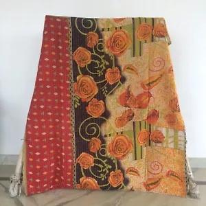 Vintage Bohemian Kantha Throw Single Quilt Handmade 1 Pc Bed Cover Rally Gudari - Picture 1 of 2