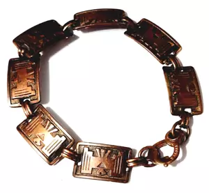Vintage Southwestern Style Copper Thunderbird Link Bracelet - Picture 1 of 5