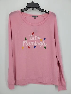PJ Salvage Top Mujer Grande Rosa Let's Famingle Gráfico Suave Pullover Vacaciones Foto 1 de 4