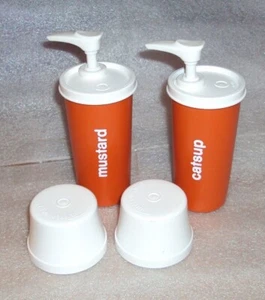 Neu Tupperware Gewürzset für Catsup & Senf mit Pumpspender orange - Bild 1 von 2