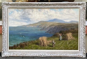 Large 19th Century Oil Painting, Isle Of Man By Thomas Rose Miles Antique - Picture 1 of 6