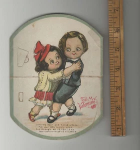 Vintage Pieghevole San Valentino Danza Coppia Bambini Sarò il tuo Tootsie Wootsie - Foto 1 di 2