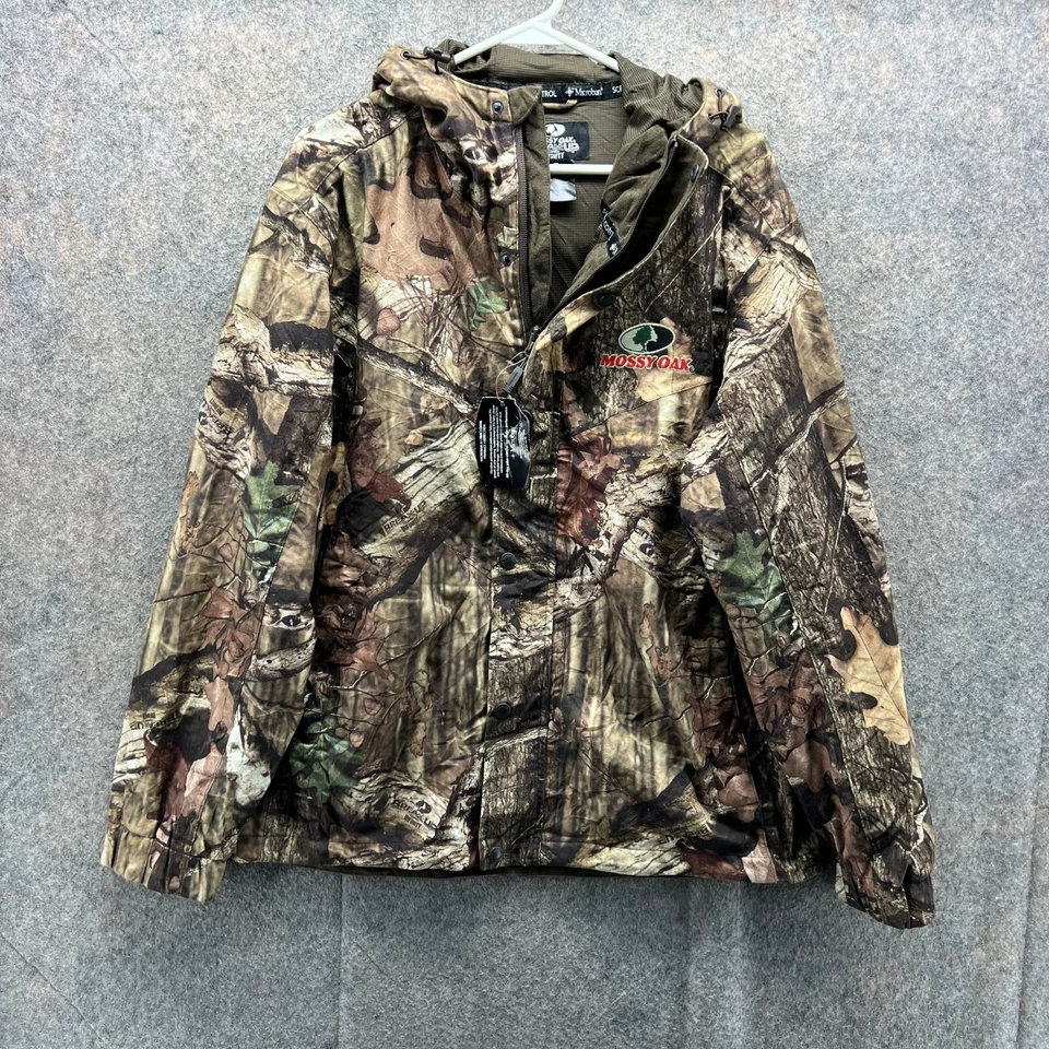 Mossy Oak Jacket Medium Green Break Up Scent Control Micro Ban Hooded Real Tree - Image 1 of 4