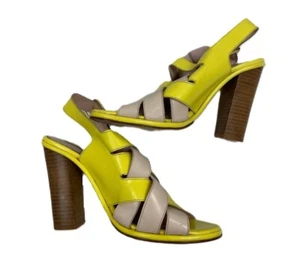 Opening Ceremony Women's Yellow Leather Platform Sandals Heels Size US 8.5 NWD - Picture 1 of 7