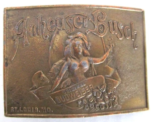 Vintage Anheuser Busch Original Budweiser Brass Belt Buckle Beer Brew Western - Picture 1 of 4