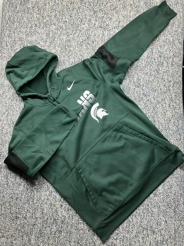 Michigan State Spartans Hoodie Mens Large Green Nike Dri Fit Sweatshirt Sweater Cover