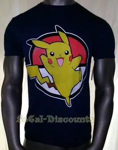 T-shirt uomo POKEMON PIKACHU POKE-BALL taglia large, blu navy nuova con etichetta - Foto 1 di 2