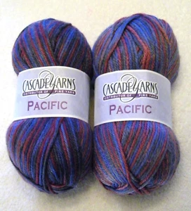 Lote de 2 madejas de hilos en cascada "Pacific" SW Merino acrílico peinado en mezcla de bayas - Imagen 1 de 2