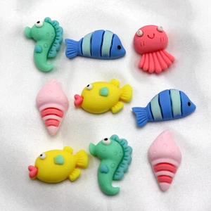 20 pezzi ciondoli in resina Flatback simpatici animali dell'oceano melma abbellimenti cabochon fai da te - Foto 1 di 12