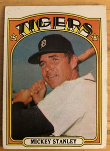 1972 Topps Mickey Stanley Baseball Card #385 Tigers Outfield Low-Grade Creased