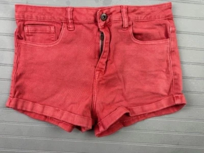Pantalones cortos de mezclilla para mujer Forever 21 talla 29 rojos tiro medio elástico puño dobladillo Foto 1 de 3