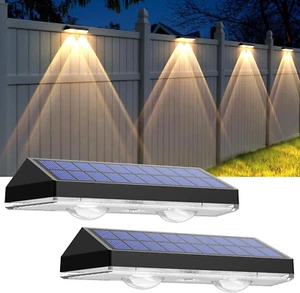 Solar Fence Lights Outdoor 3 Light Modes, IP65 Waterproof Fence Solar Lights 2Pk - Picture 1 of 12