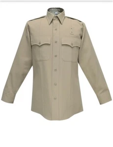 NEW Flying Cross Taupe L/Sleeve Uniform Shirt Poly Blend 18.5-36/37 45W6651 - Picture 1 of 17