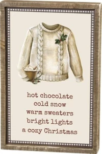 Sign Decor Hot Chocolate Cold Snow Warm Sweaters Bright Lights A Cozy Christmas - Picture 1 of 1
