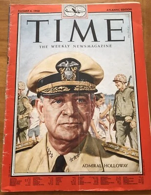 TIME MAGAZINE 1958 Admiral Holloway WWII Naval History Vintage Adverts NO LABEL - Image 1 of 4
