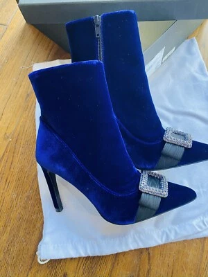 "Nuevo ESCADA Royal Purple Gamuza Mujer Botines 4"" Tacón Cristales Talla 37.5" Foto 1 de 4