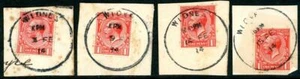 1914 GB Lancashire 4 x Widnes esqueleto matasellos en pieza - Imagen 1 de 1