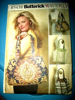 Butterick 5438 Pattern Shoulder Tote Bags 2 Styles Sizes Phone Case UNCUT FF OOP - Image 1 of 3