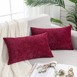 Lumbar Decorative Throw Pillow Covers 12"X20" Inch Set of 2, Super Soft Chenille - Picture 1 of 12