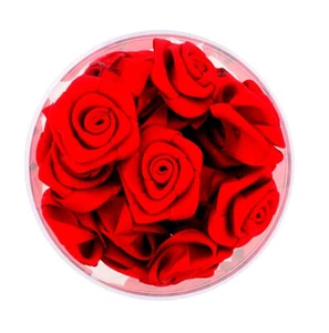 Stoffrosen-Box Satin-Röschen  Dior-Röschen Blümchen 30 Stück  rot - 22 mm - Bild 1 von 2