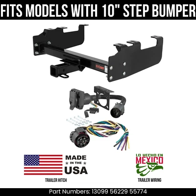 Сцепное устройство для прицепа 1997 Ford F250 HD с 7-контактной проводкой подходит с 10-дюймовым шагом bmpr Curt 6K - Изображение 1 из 3