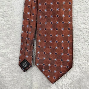 NWT Jos A Bank Executive Collection Mens Orange Dot Check Silk Tie Hand Made $85 - Picture 1 of 7