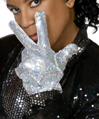 HENBRANDT Michael Jackson Silver Sequin White Glove Billy Jean King Of Pop Fancy Dress
