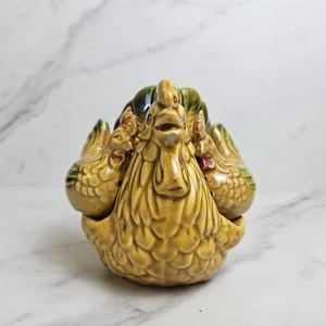 Vintage Ceramic Rooster Salt Pepper Shakers And Napkin Holder Set Read Desc. - Picture 1 of 12