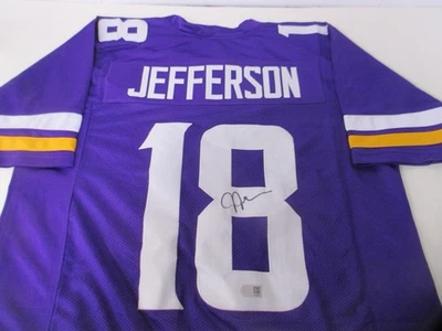 Camiseta deportiva Justin Jefferson autografiada firmada de los Vikings púrpura certificado de autenticidad auténtica Foto 1 de 2