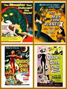 CREATURES ALIENS QUEEN OF OUTER SPACE - ALL 4 FOUR SEPARATE 11 X 14 LOBBY CARDS - Picture 1 of 1