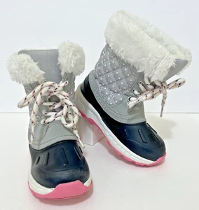 Carter’s Snow Boots Size 8 Gray Booties Toddler Vermont2 Carters Kids faux fur - Picture 1 of 9