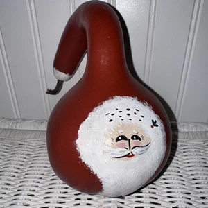 Santa Claus Gourd Hand Painted Christmas Decor Hobbyist Art & Craft 7” - Picture 1 of 5