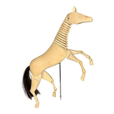 Große 14" Holz Gelenk Pferd Puppe Künstler Lay Modell mit Schwanz (ohne Sockel) - Bild 1 von 4