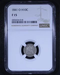 1841-O Seated Liberty Half Dime - H10c NGC F15 - Tough Issue! - Picture 1 of 4