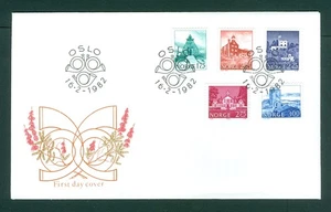 Norway. 1982 FDC. Cachet, Flowers. Buildings. Sc# 718-19-20-22-23. - Picture 1 of 1