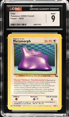 CGC 9 MINT Ditto French 27/82 Fossil Rare UNLIMITED Pokemon Metamorph POP 1 - Image 1 of 2