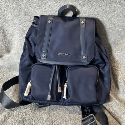 Calvin Klein Teodora Cargo Backpack Navy Blue/Silver Hand Bag - Image 1 of 4