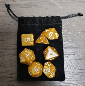 7 Piece Caramel Marble Polyhedral Dice Set w/ Black Bag – Dragon's Breath - Picture 1 of 11
