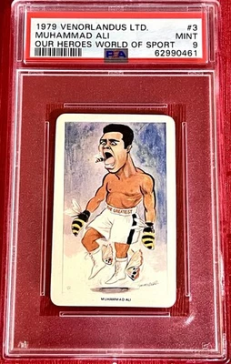 1979 MUHAMMAD ALI RARE BOXING cartoon world of sport FLIK VENORLANDUS card PSA 9 - Image 1 of 4