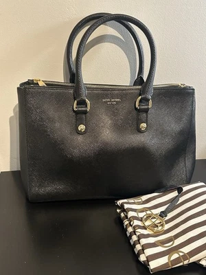 Henri Bendel New York Black Saffiano Leather Satchel Bag with Gold Hardware - Image 1 of 4