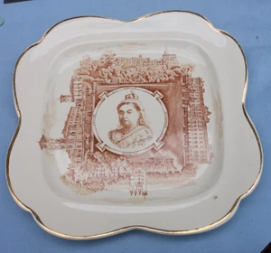 Queen Victoria 1887 Jubilee Plate F.W. Grove–Royal Castles–Antique Commemorative - Picture 1 of 4