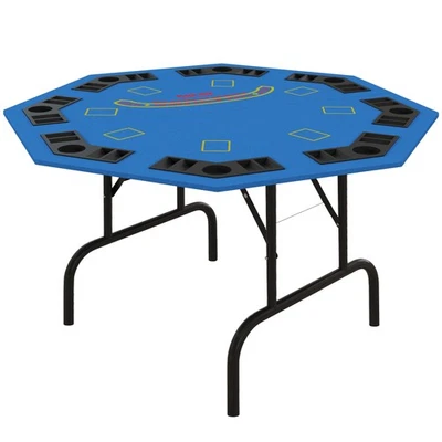 47" Portable Poker/Blackjack Table with Chip/Cup Trays Texas Holdem Game Table - Image 1 of 4