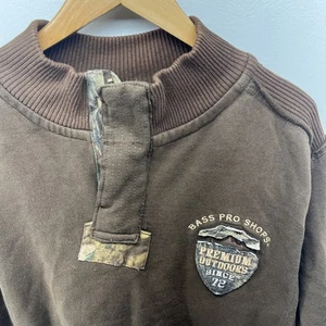 Vintage Bass Pro Shops 1/4 Zip Pullover Camo Brown Mens Medium Gropcore - Picture 1 of 19