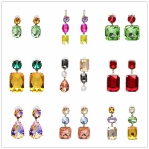 Bling Crystal Drop Earrings Rhinestone Dangling Earring Ear Studs Womens Jewelry - Picture 1 of 42