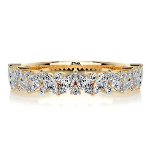 Half eternity Women's Moissanite Engagement Ring Wedding Band Ring - Picture 1 of 18