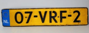 1995 Netherland Vehicle License Plate "07 - VRF - 2 " ~ Single Plate Only - Picture 1 of 7